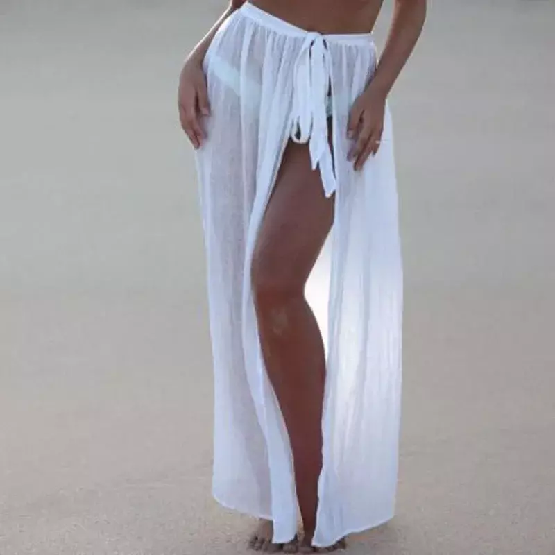 Jupe de plage blanche transparente pour femme, jupe de plage décontractée, jupe de protection solaire, fente haute, jupe de sport, jupe de natation douce, jupe sexy pour les vacances en bord de mer, 2022, 22296