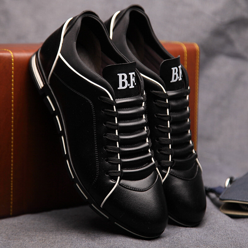 Spring Autumn New Men Shoes Casual Sneakers Fashion Solid Leather Shoes Formal Business Sport Flat Round Toe Light Breathable202