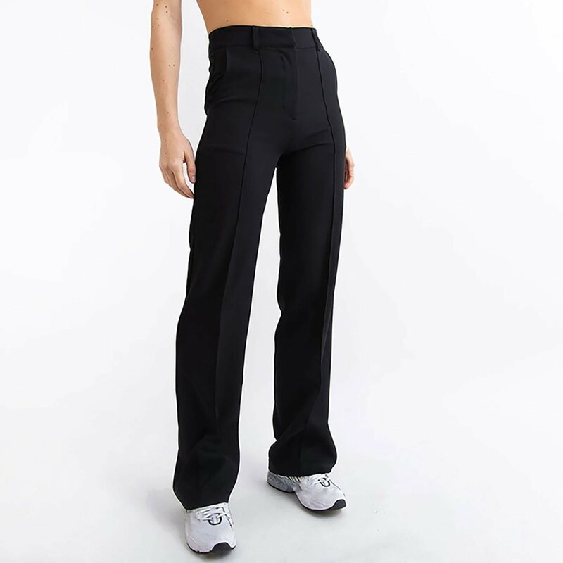 Women's Casual Solid Color High Waisted Wide Leg Pants Simplicity Slim Fit Straight Leg Trousers For Women
