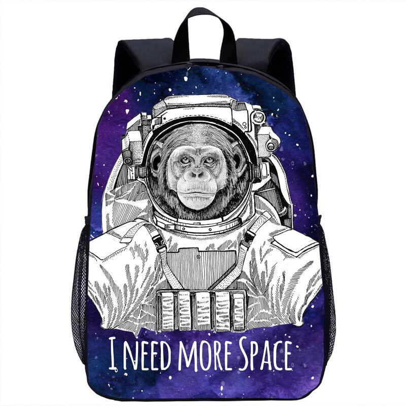 창의적인 동물 우주비행사 패턴 백팩, 소녀 소년 책가방, 십대 캐주얼 보관 백팩, 여성 남성 여행 배낭
