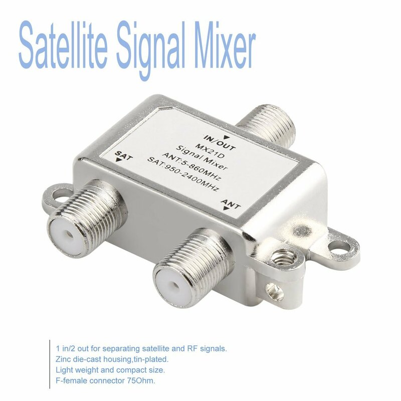 Distribuidor de satélite 2 en 1, resistente al agua, 2 vías, cable de señal de TV, mezclador de señal SAT/ANT, duplexor, ligero y compacto, novedad de 2024
