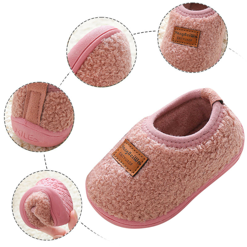 Chinelos de piso interior antiderrapantes infantis, sapatos de meia para bebês e meninas, infantil, criança, quente, macio, lar, escola, crianças, inverno
