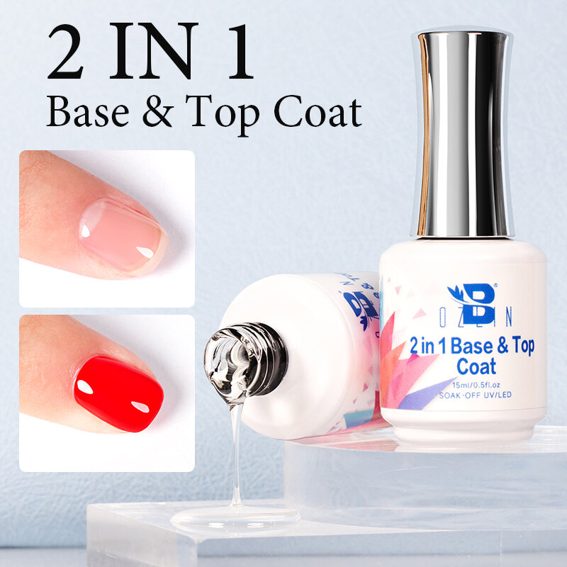 BOZLIN-esmalte de uñas 2 en 1, capa Base y superior, de larga duración, Soak off, 15ML, semipermanente, UV