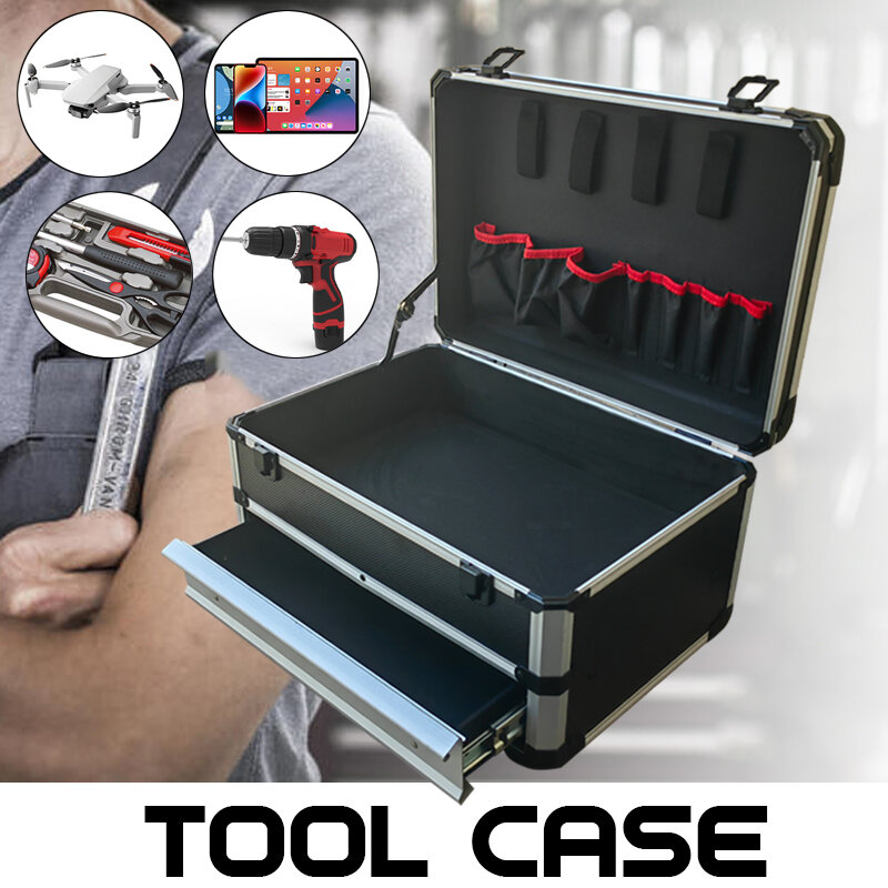 Caja de Herramientas portátil de aluminio, cajón tipo caja de herramientas para mecánicos, caja de almacenamiento de herramientas, organizador de herramientas, Maleta de electricista