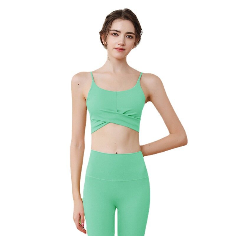 New Women's Sports Camisole, Vest, Bra, Button High Elasticity Yoga Suit Set