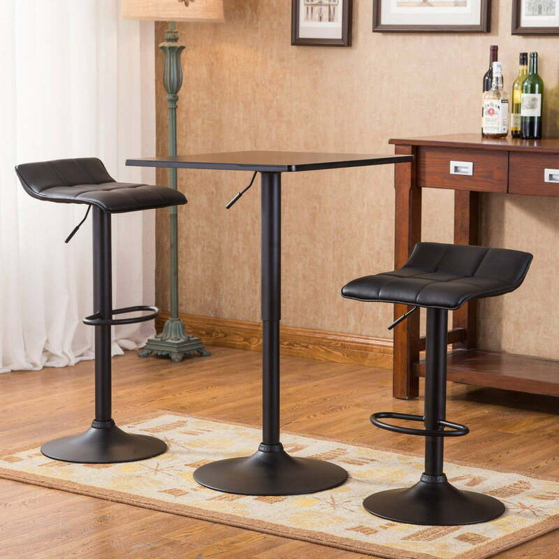 โต๊ะไม้และแท่งเหล็กสี่เหลี่ยมปรับความสูงได้โต๊ะบิสโทรในครัวผับสีดำ