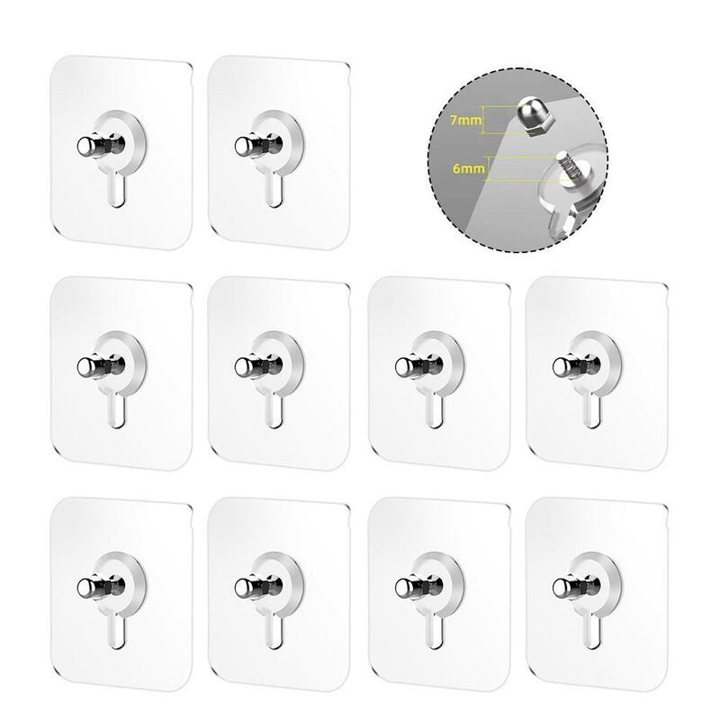 10 buah gantungan kait sekrup transparan gantungan dinding stiker sekrup bebas lubang gantungan dinding berperekat gantungan gambar stiker gantungan
