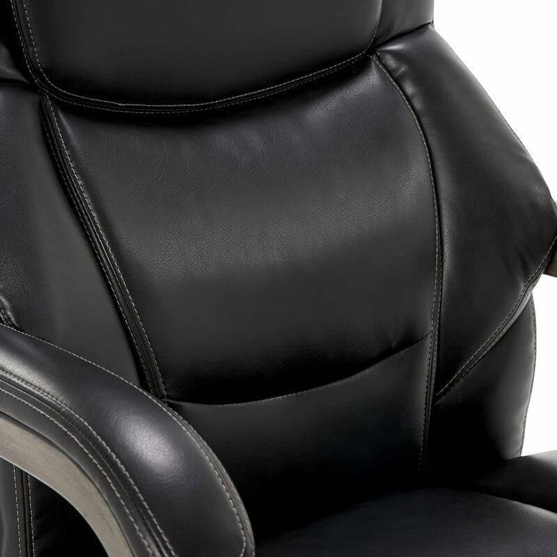 Высокий офисный стул Delano для руководителей с высокой спинкой и эргономичной поддержкой талии, из натуральной кожи, черный с потертым серым деревом
