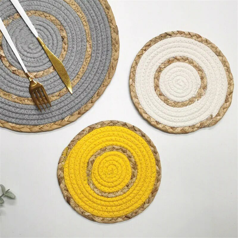 12" Originality Simplicity Cotton Rope Weaving Meal Mats Thickened Insulation Pad Kitchen Dining Table Decoration Accessories