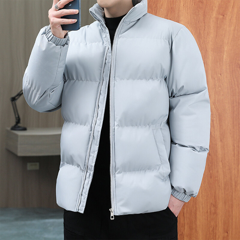 Casaco de algodão solto com gola solta masculino, jaqueta espessa de casal, estilo porto, inverno, novo, 2023
