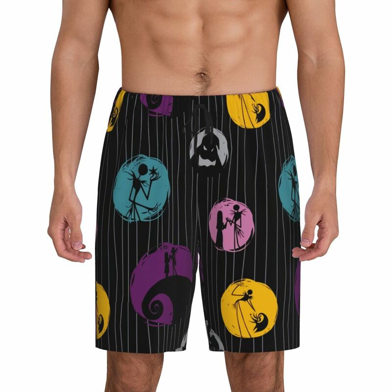 Pesadelo personalizado antes do Natal pijama shorts, cintura elástica, pijamas Sleep Lounge masculino com bolsos, pijamas Rick Burton