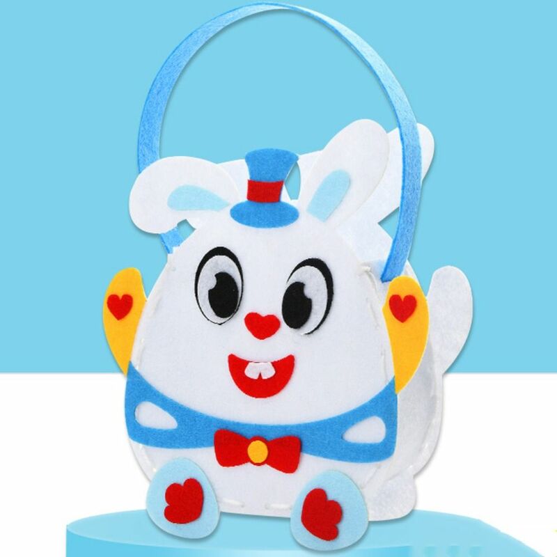Balde de armazenamento de tecido não tecido para bolsa DIY, bolsa colorida do coelho, Material de brinquedo artesanal infantil