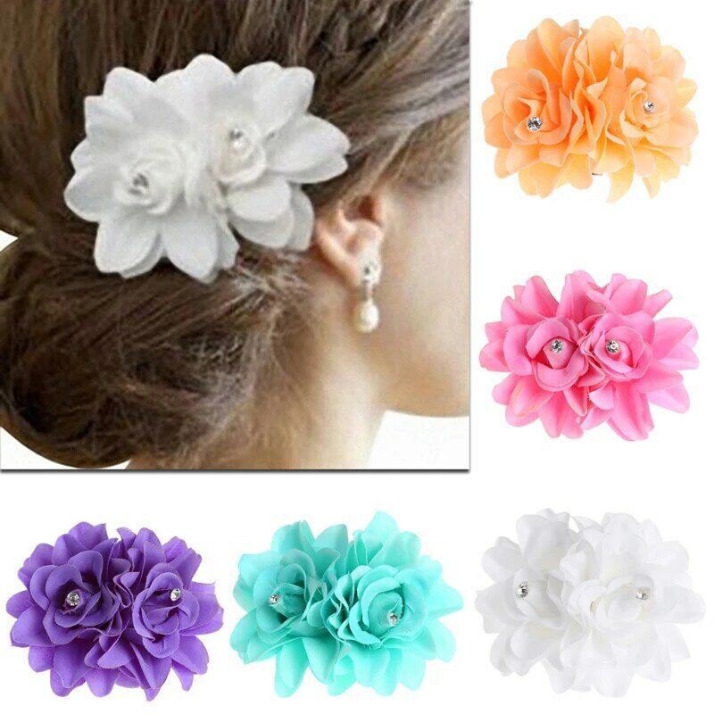 Women White Lace Hair Clip Rose Rose Ponytail Holder Maid Props