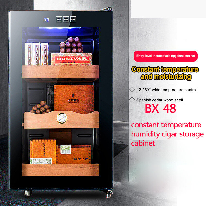 BX-48 Constant temperature 48L Thermostat Humidity cigar storage cabinet Cedar wood shelf electronic refrigeration