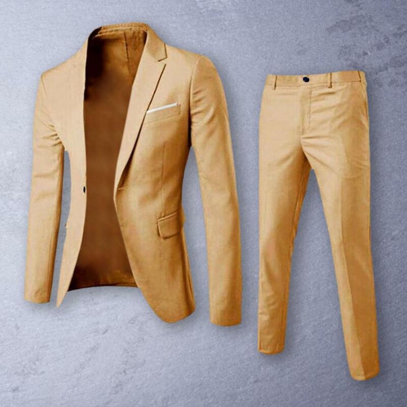 Terno formal estilo coreano, jaqueta e calças aconchegantes, cor pura slim fit, terno popular, 1 conjunto