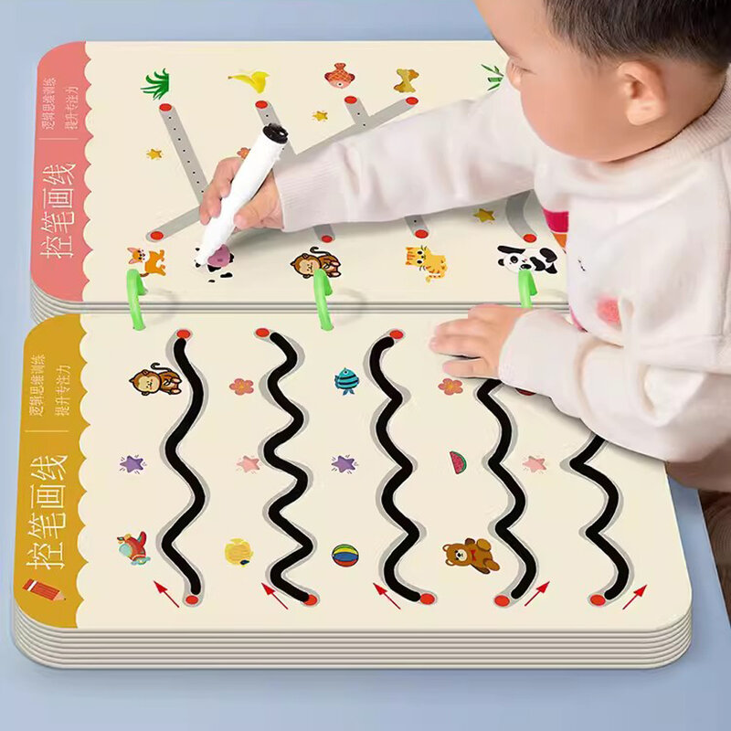 Ćwicz książkę szkoleniową z kontrolą zeszytu magicznego śledzenia podręcznik wielokrotnego użytku magiczne dzieci Montessori rysowanie materiałów piśmiennych