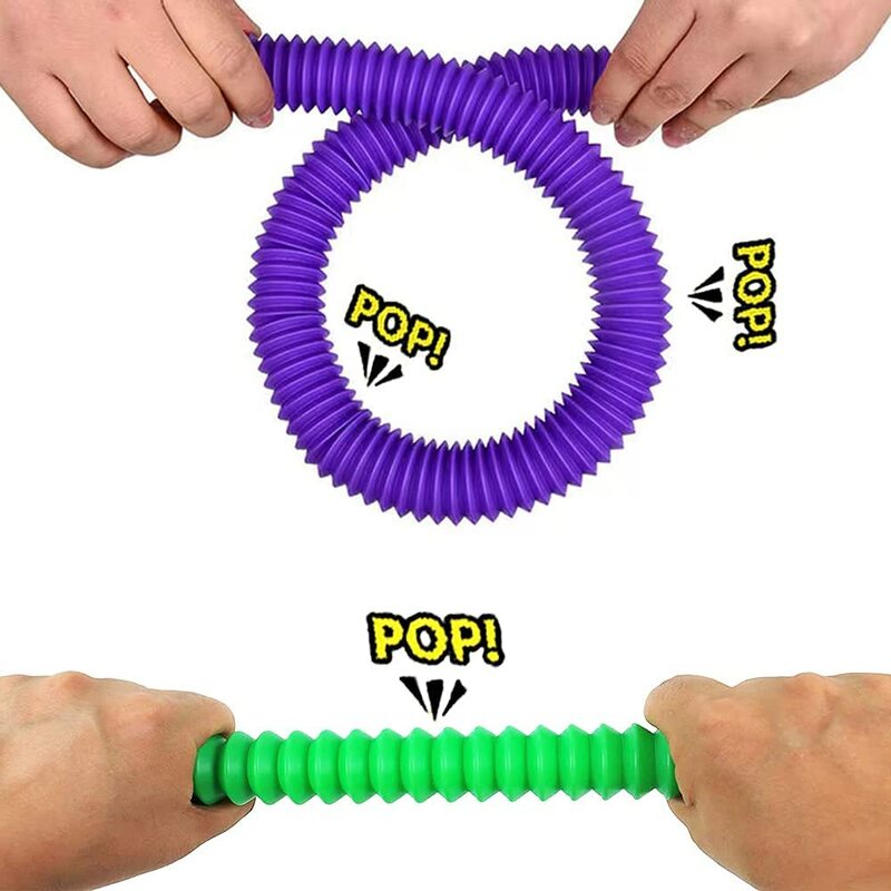 Confezione da 8 tubi Pop grandi giocattoli Fidget giocattolo sensoriale per alleviare l'ansia da Stress per bambini adulti giocattoli per l'apprendimento tubo elasticizzato per bambini