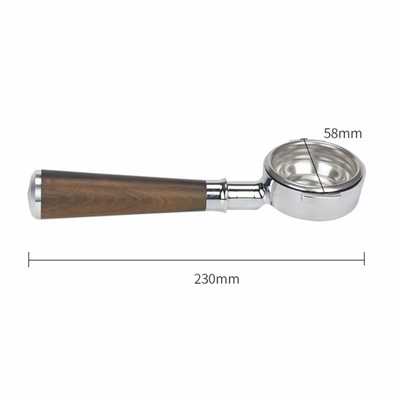 58mm Coffee Machine Filter Holder E61 Bottomless Portafilter with Wooden Handle