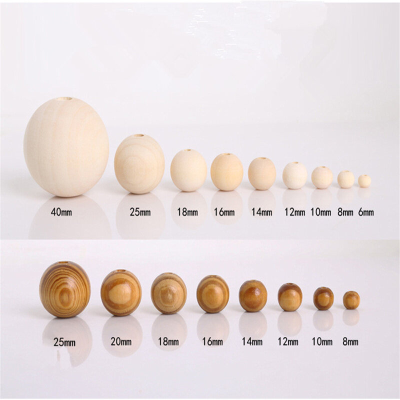 10/50/100Pcs 6-25mm Natural Wood Round Loose Spacer Bead DIY Lead-Free Ball Charms Necklace Jewelry Making Handmade Accessories