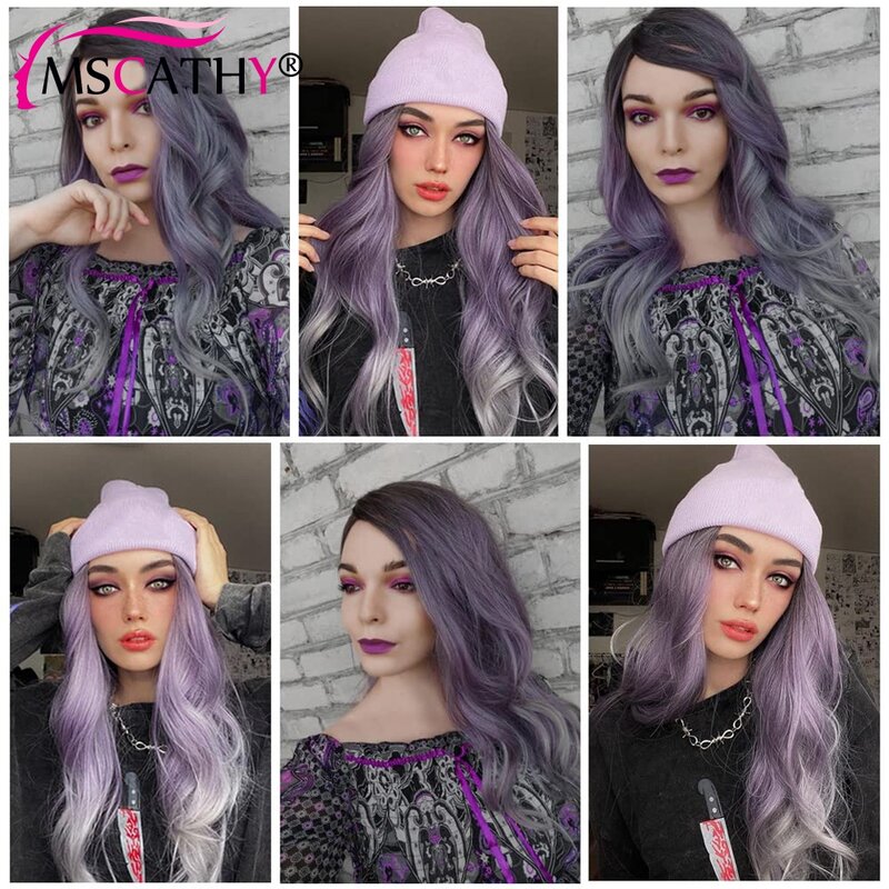 Ombre Purple Wig for Women Body Wave 13x6 HD Lace Frontal Wig Pre Plucked Brazilian Virgin Human Hair Wigs Natural Hairline