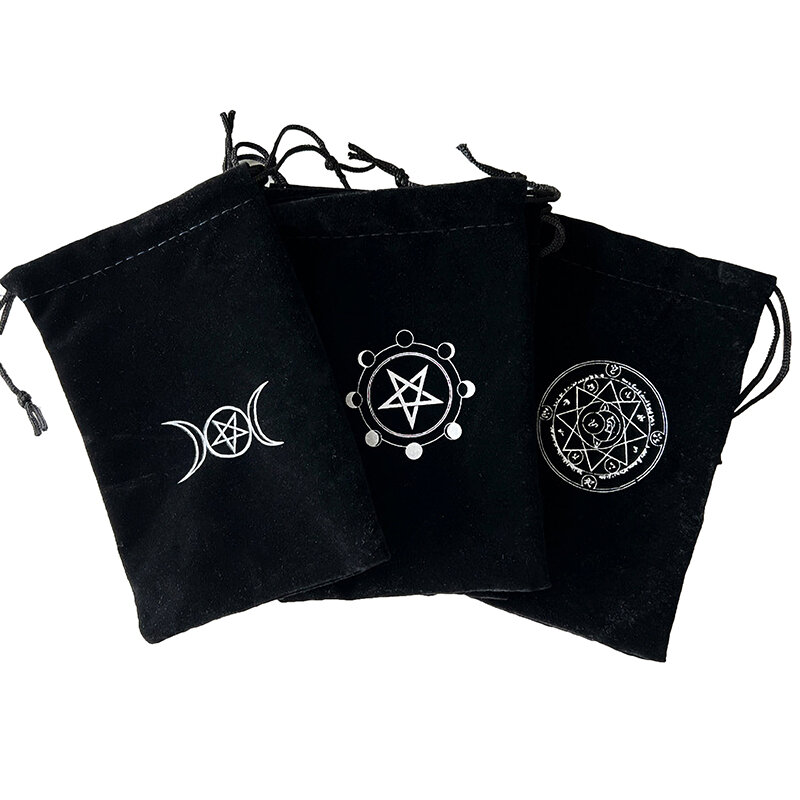 Bolsa de almacenamiento de tarjetas de oráculo de Tarots de terciopelo, bolsa de dados de joyería, bolsa con cordón, runas, constelación, bruja, accesorios de adivinación