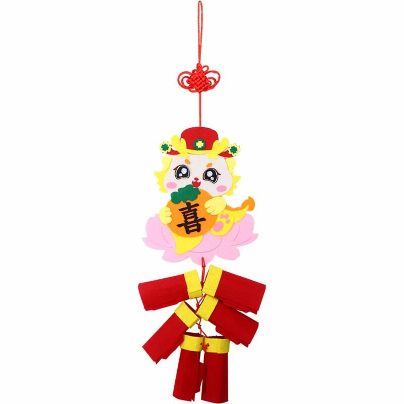 Maroon dekorasi gaya Cina liontin pola naga kerajinan Musim Semi Festival dekorasi properti tata letak dengan tali gantung