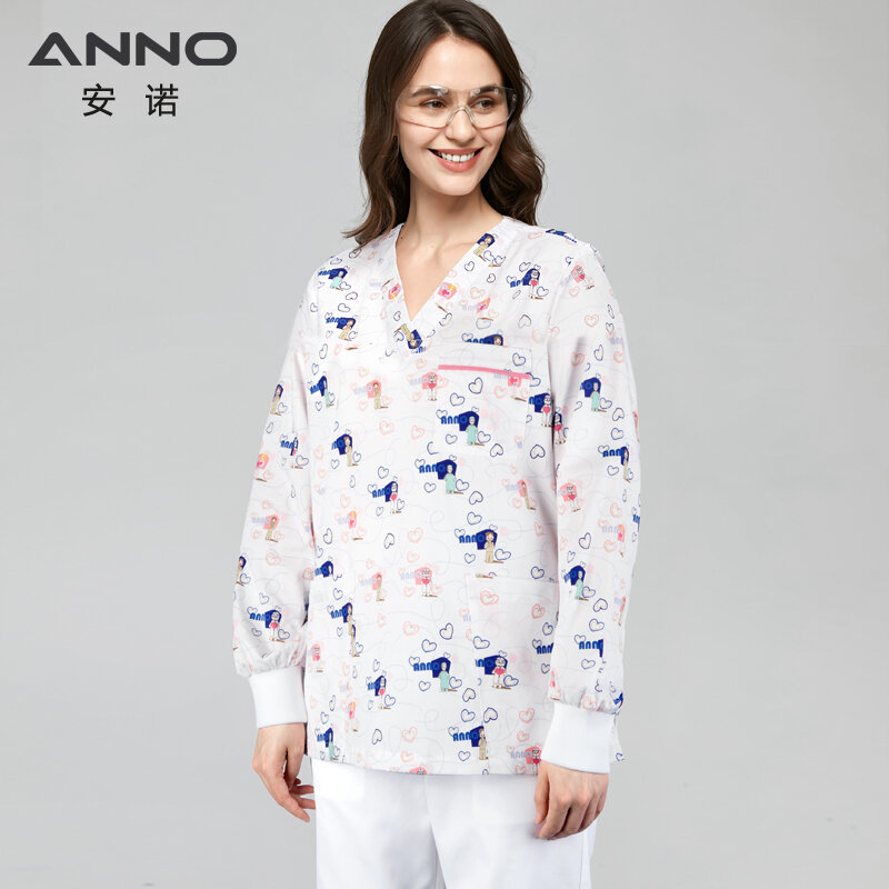 ANNO – ensemble de blouses médicales, uniforme de soins infirmiers pour la clinique dentaire uxex, uniformes de SPA à manches courtes ou longues