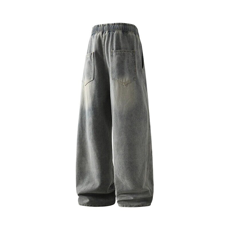 Wiosenne nowe luźne spodnie do mycia dżinsów amerykańska moda vintage dżinsów mężczyźni luźne pranie do starych spodni