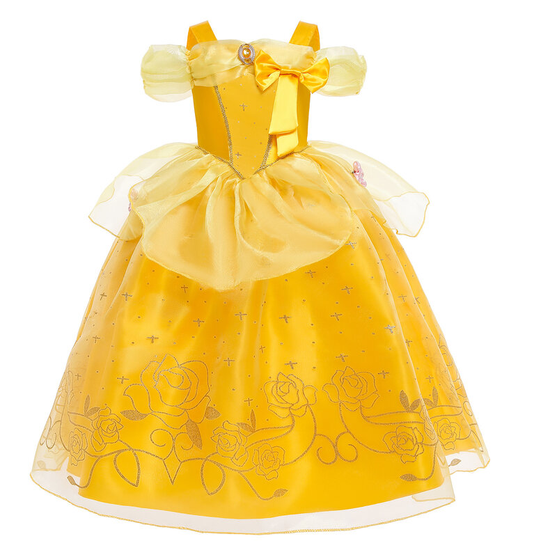 Robe de princesse Cosplay Pepper pour filles, robes pour la belle et la bête, vêtements de fête pour enfants, anciers magique, couronne, costume pour enfants, 2023