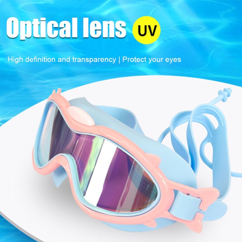 Kacamata renang dilapis elektro kacamata renang berlapis lebar antikabut kacamata renang elastis Anti-UV perlengkapan renang untuk berenang