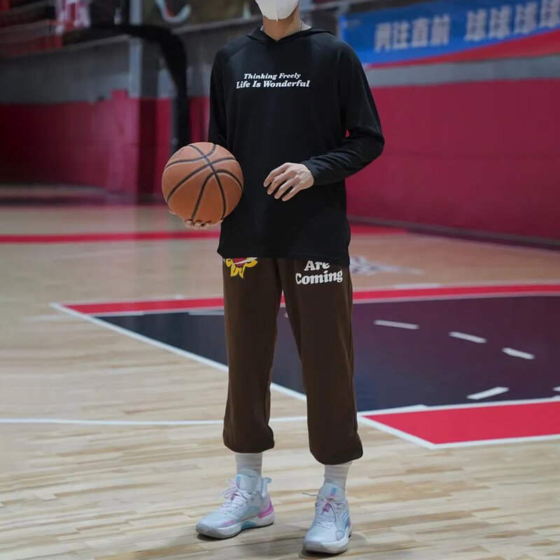 농구 스포츠용 글자 프린트 캐주얼 바지 남성용, 트렌디 디자인 속옷, 대형 사이즈, 2023 신제품