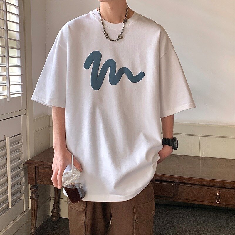 Camiseta de manga corta de algodón puro para hombre, camiseta de peso pesado, camiseta de media manga, ropa de calle alta, 6 colores