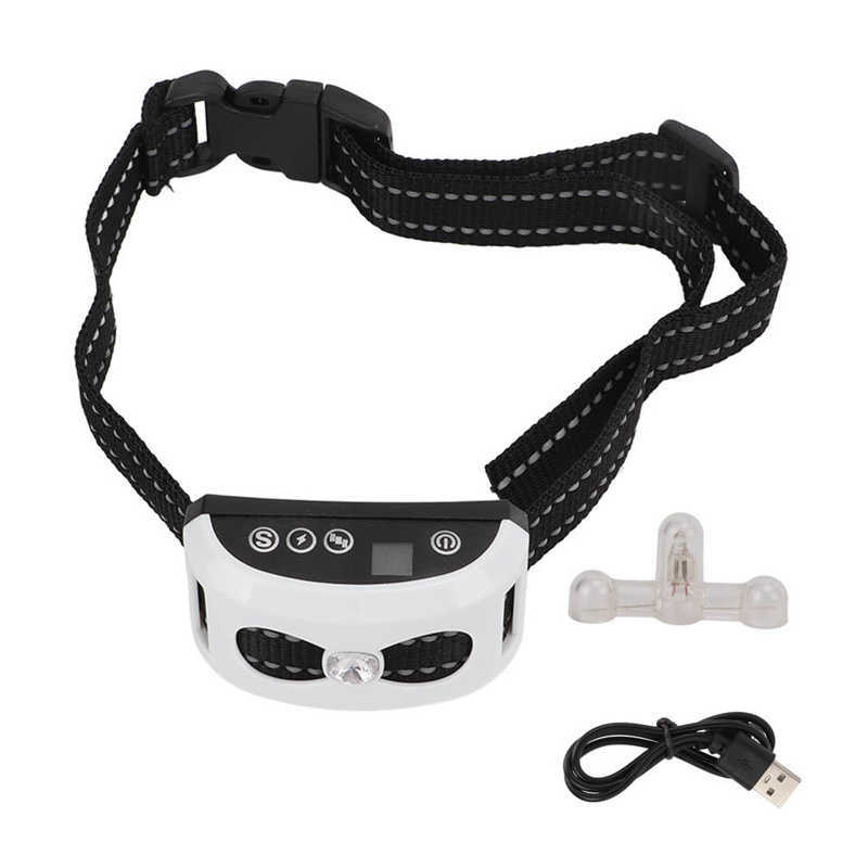 Collar de ladridos para perros, dispositivo de ladridos para perros, recargable por USB, resistente al agua, vibración automática, LED, para entrenamiento de cachorros