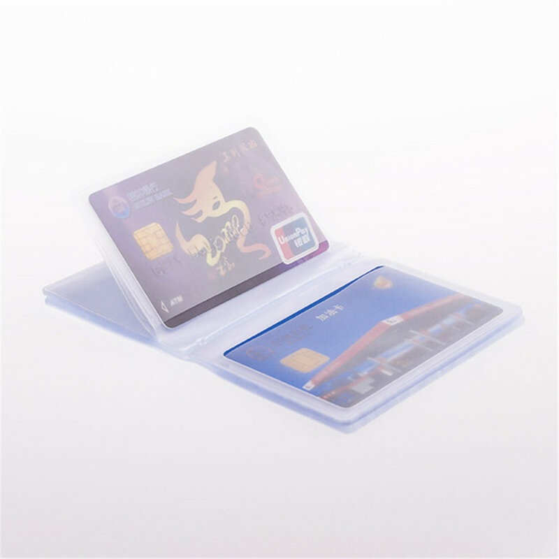 Portatarjetas semitransparente, bolsa interior de PVC, plegable, resistente al agua, para tarjetas de crédito, tarjetas de visita, bolsillos interiores, soporte para oficina