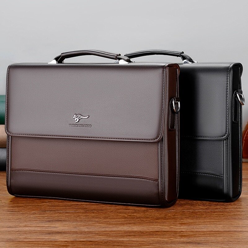 Vintage Pu Leder Männer Aktentasche Tasche Executive Handtasche für Dokumente männliche Geschäft Schulter Umhängetasche Laptop tasche für Mann