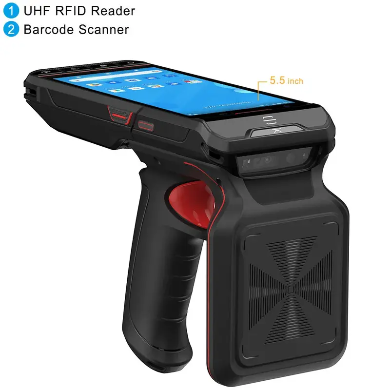 Lettore RFID UHF PDA Android da 5.5 pollici Scanner di codici a barre 1D/2D MT6762 Octa Core CPU 4G Lte 4GB 64GB terminale dati portatile Mobile
