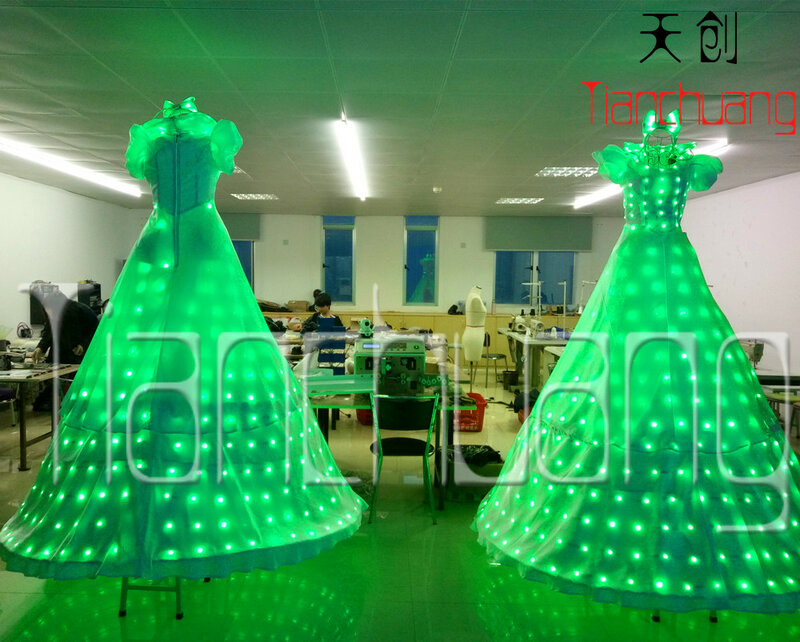 Disfraz de Robot LED luminoso para hombre, ropa con zancos brillantes, traje de baile de salón