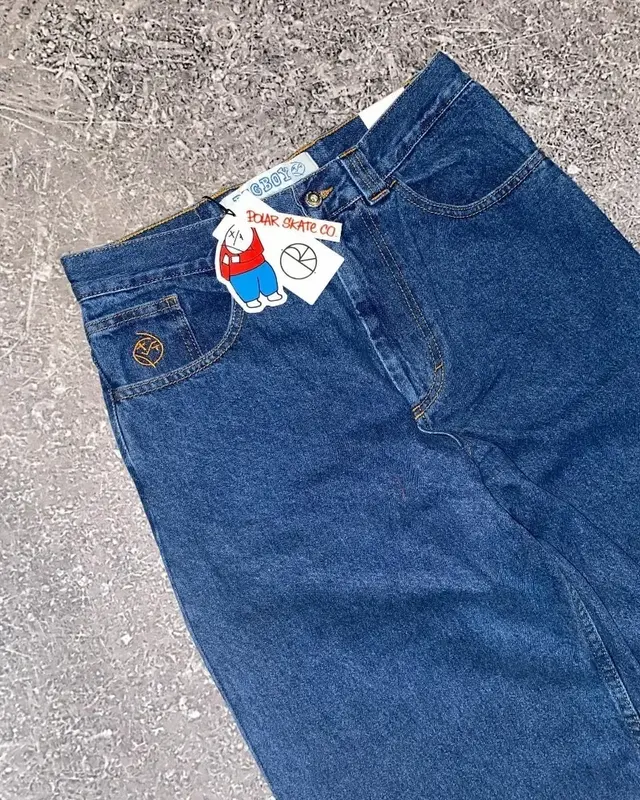 Hip Hop wysokiej klasy proste jeansy Y2K luźne proste proste niszowe streetwear Harajuku haftowane wysokiej jakości spodnie z wysokim stanem