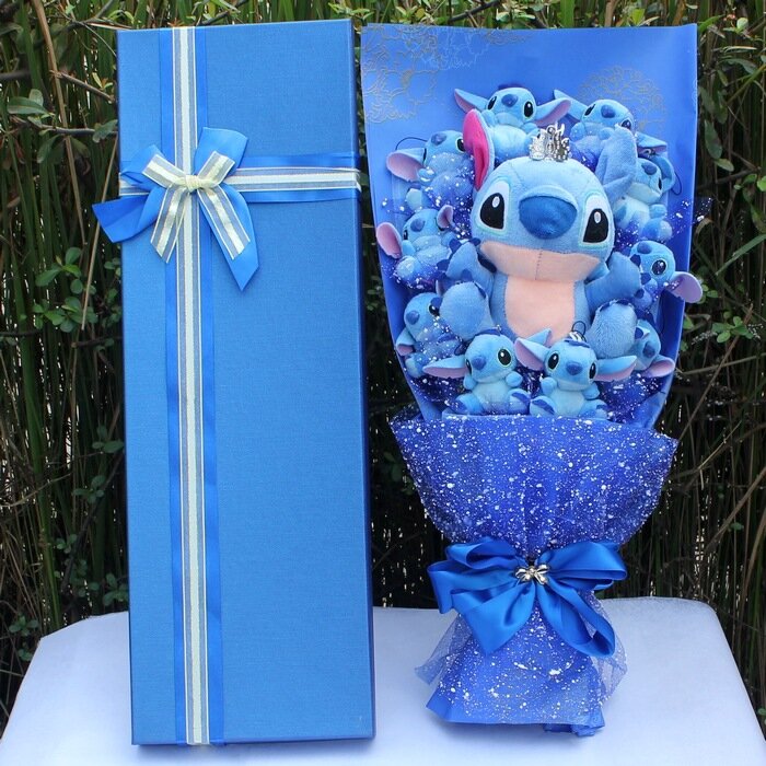 Disney Lilo Stitch Cartoon Flower Bouquet Plush Doll Kawaii Stitch Graduation Bouquet Toy Valentine Birtdhay Wedding Party Gift