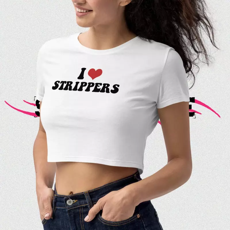 Uwielbiam niestandardowy krótki Top kobiety przyczynowe luźne twoje zdjęcie tutaj Diy spersonalizowane Logo własne zdjęcie kobieca koszulka Crop Top O Neck