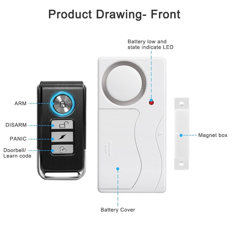 Elecpow-Sensor de alarma antirrobo para puerta y ventana, Kit de sistema de alarma antirrobo, Control remoto inalámbrico, detectores abiertos de puerta de seguridad para el hogar