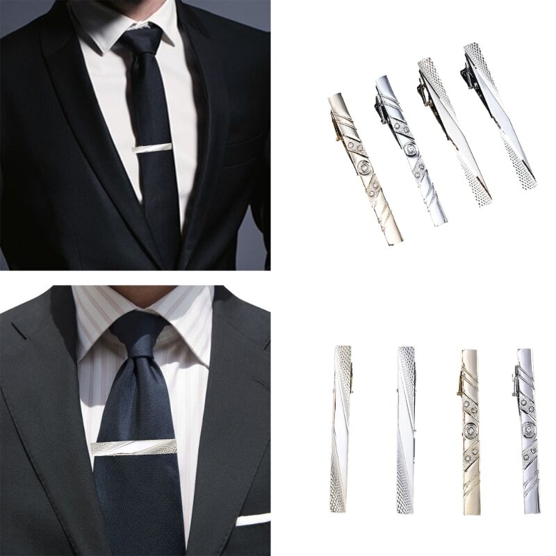 4 Uds. Clip corbata para traje hombre para ocasiones formales, alfileres corbata negocios para fiesta Clip