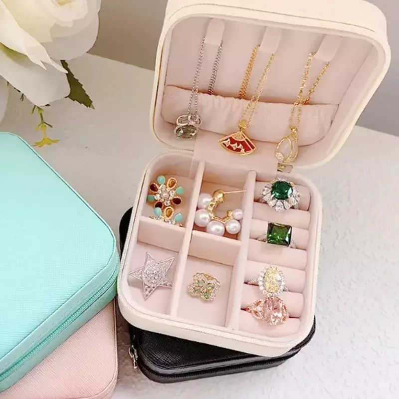 2022 Jewelry Organizer Display Travel PUJewelry Case Boxes Travel Portable Jewelry Box Storage Organizer Earring Holder Gift