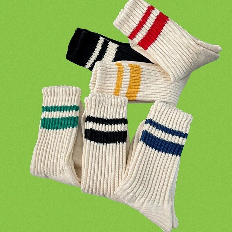 Unisex listrado algodão esportes meias, suor quente-absorvente, anti-fricção, basquete, corrida, meados de bezerro, novo