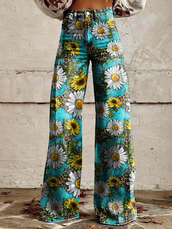 Pantalones de pierna ancha para mujer, pantalón de moda con patrón 3D de mariposa retro, adecuado para compras diarias, informales, de pierna ancha, S-3XL