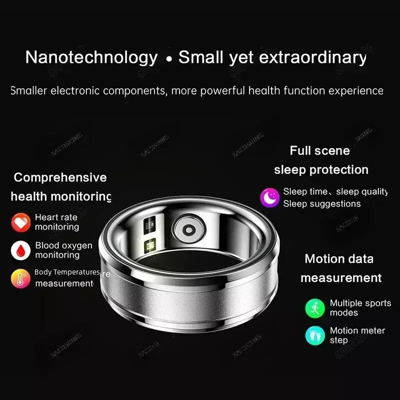 2024 Men Smart Ring Fitness Health Tracker Titanium Alloy Finger Ring for Men Blood Oxygen Monitoring Heart Rate Sleep Lady Gift