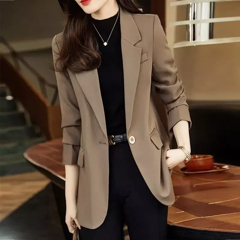 Neue koreanische schicke Blazer Frauen schwarzen Anzug Langarm Herbst Frauen Jacke Büro Damen Mantel schlanke Blazer Femme solide Marke