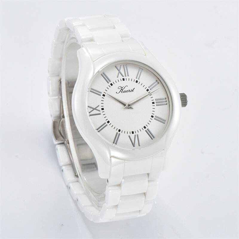 Unisex Ceramics Watch Men Black White Watch Simple Quartz Watch Waterproof Wristwatch