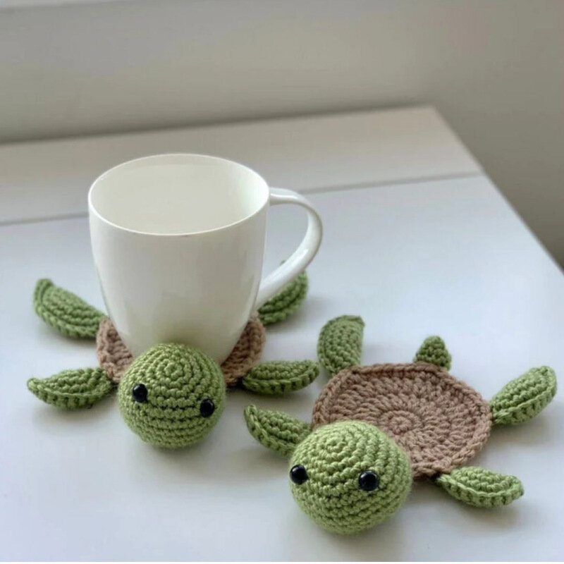 Hot-selling New Tortoise Cup Heat Insulation Anti-ironing Pad Hand-knitted Mug Coasters Halloween Party Plate Mats