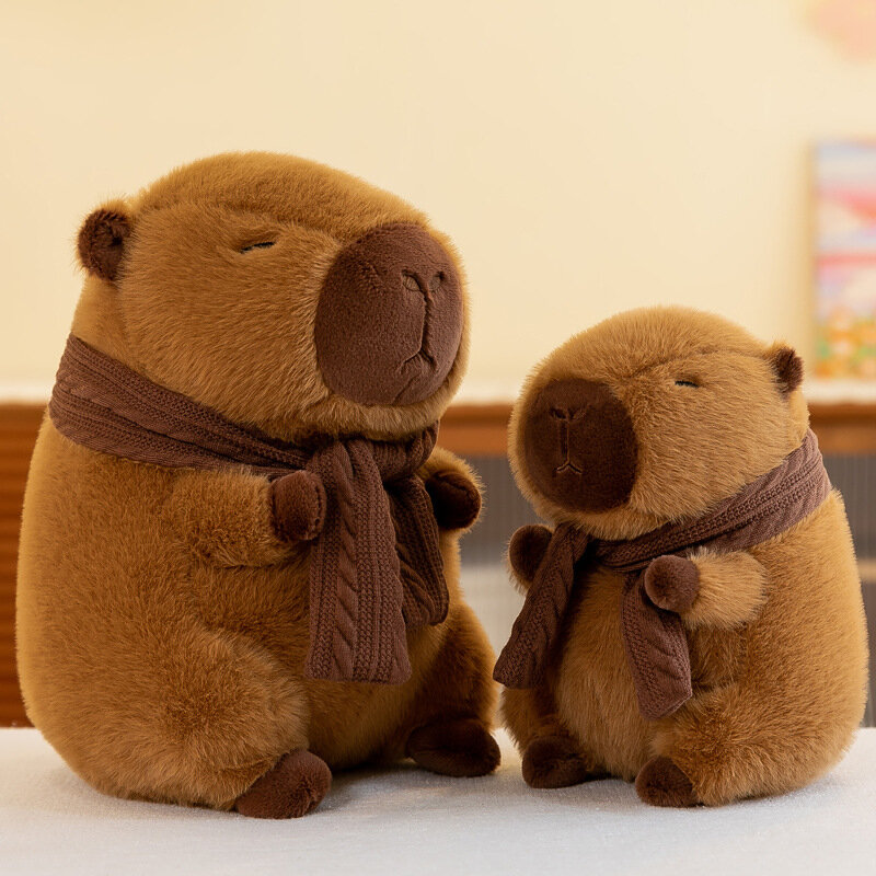 Niedliche Capybara mit Schals Plüschtiere sitzen schöne Cartoon Tiere ausgestopfte Puppen Weihnachts geschenk Wohnkultur Sofa Plüsch Kissen